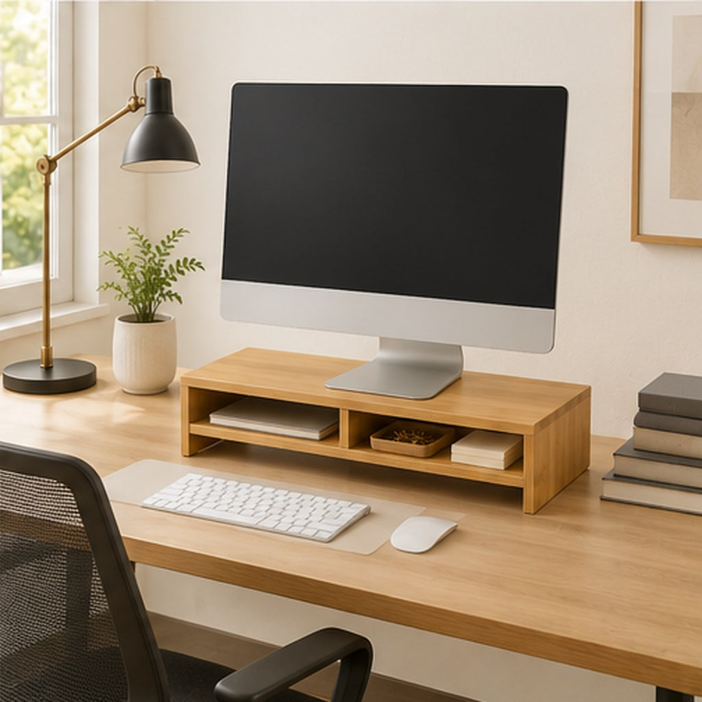 Bamboo Monitor Stand with Storage